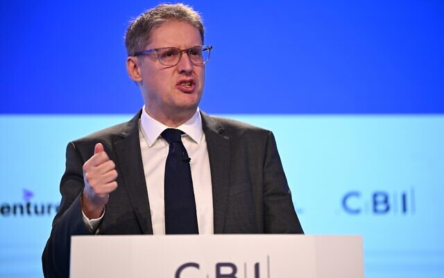 File: Then-Confederation of Business Industry (CBI) director general Tony Danker addresses the annual CBI conference at the Vox Conference Centre in Birmingham, United Kingdom, November 21, 2022. (Oli Scarff/AFP) File: Then-Confederation of Business Industry (CBI) director general Tony Danker addresses the annual CBI conference at the Vox Conference Centre in Birmingham, United Kingdom, November 21, 2022. (Oli Scarff/AFP)