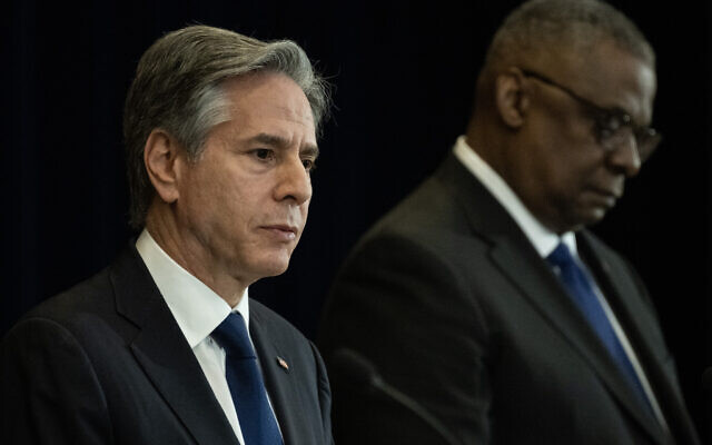 US Secretary of State Antony Blinken and US Defense Secretary Lloyd Austin participate in the US-Philippines 2+2 Ministerial Dialogue Plenary Session on Promoting Regional Security at the State Department in Washington, DC, on April 11, 2023. (ANDREW CABALLERO-REYNOLDS / AFP) US Secretary of State Antony Blinken and US Defense Secretary Lloyd Austin participate in the US-Philippines 2+2 Ministerial Dialogue Plenary Session on Promoting Regional Security at the State Department in Washington, DC, on April 11, 2023. (ANDREW CABALLERO-REYNOLDS / AFP)