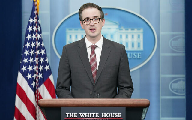 White House Deputy Press Secretary Chris Meagher speaks during a press briefing at the White House, March 22, 2022, in Washington. (AP Photo/Patrick Semansky) White House Deputy Press Secretary Chris Meagher speaks during a press briefing at the White House, March 22, 2022, in Washington. (AP Photo/Patrick Semansky)