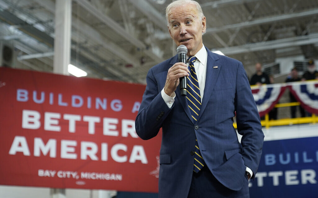 President Joe Biden speaks about manufacturing jobs and the economy at SK Siltron CSS, a computer chip factory in Bay City, Mich., Nov. 29, 2022. (AP/Patrick Semansky, File) President Joe Biden speaks about manufacturing jobs and the economy at SK Siltron CSS, a computer chip factory in Bay City, Mich., Nov. 29, 2022. (AP/Patrick Semansky, File)