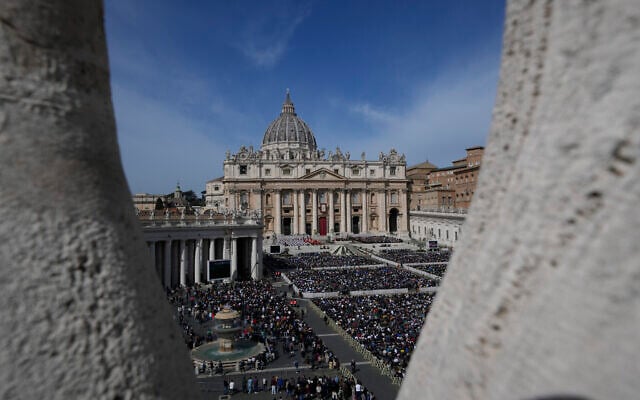 A view of the Palm Sunday's mass celebrated by Pope Francis in St. Peter's Square at The Vatican, April 2, 2023. (AP Photo/Andrew Medichini)