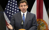 Florida Gov. Ron DeSantis speaks at a news conference at the Reedy Creek Administration Building Monday, April 17, 2023, in Lake Buena Vista, Fla.  (AP/John Raoux)