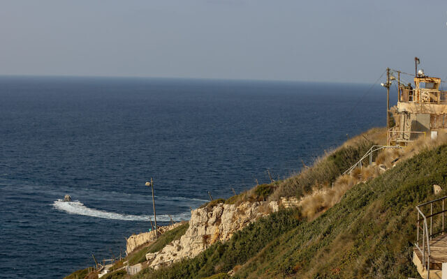 File: View of the border between Israel and Lebanon, near the town of Rosh Hanikra, October 27, 2022. (David Cohen/Flash90) File: View of the border between Israel and Lebanon, near the town of Rosh Hanikra, October 27, 2022. (David Cohen/Flash90)
