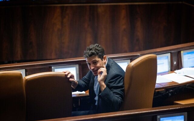 Diaspora Affairs Minister Amichai Chikli, seen during a discussion and a vote in the assembly hall of the Knesset, in Jerusalem, on March 6, 2023. (Yonatan Sindel/Flash90) Diaspora Affairs Minister Amichai Chikli, seen during a discussion and a vote in the assembly hall of the Knesset, in Jerusalem, on March 6, 2023. (Yonatan Sindel/Flash90)
