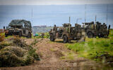 Israeli soldiers near the border with Lebanon, in northern Israel, April 7, 2023. (Ayal Margolin/Flash90)