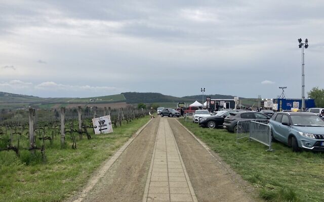 The landscape near the gravesite of 'Wonder Rabbi' Yeshaya Steiner in Bodrogkeresztur, Hungary, April 24, 2023. (Yaakov Schwartz/ Times of Israel)