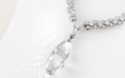 The 'Briolette of India' necklace featuring a 90-carat diamond on sale as part of Heidi Horten's collection. (Christie's)