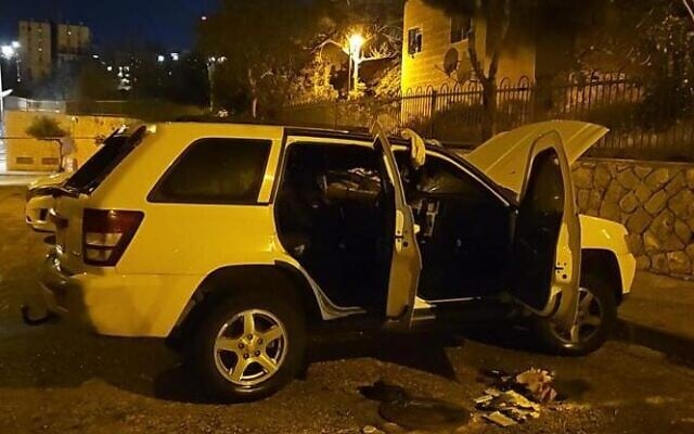A vehicle vandalized in an East Jerusalem Jewish neighborhood on April 17, 2023 (Police spokesperson) A vehicle vandalized in an East Jerusalem Jewish neighborhood on April 17, 2023 (Police spokesperson)