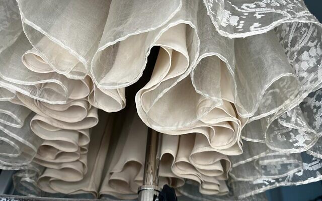The original skirt of Yarden Fried's wedding dress made from pina, the traditional Philippines fabric sent by her great-grandparents, German Jewish refugees who escaped Nazi Germany to the Philippines in 1939 (Courtesy Yarden Fried)