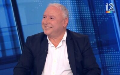 Likud minister David Amsalem on Meet the Press, April 15, 2023. (Channel 12 screenshot; used in accordance with Clause 27a of the Copyright Law)