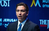 Florida Governor Ron DeSantis attends the Jerusalem Post Conference, held at the Museum of Tolerance, Jerusalem, April 27, 2023. (Yonatan Sindel/Flash90)