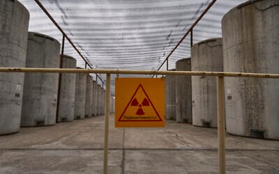 A view of a spent nuclear fuel storage grounds at the Russian-controlled Zaporizhzhia nuclear power plant in southern Ukraine on March 29, 2023. (Photo by Andrey BORODULIN / AFP)