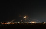 File - Iron Dome intercepts rockets launched from the Gaza Strip, May 11, 2023. (JACK GUEZ/AFP)