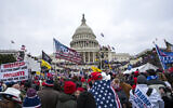 Insurrectionists loyal to then-US president Donald Trump storm the US Capitol in Washington on January 6, 2021. (Jose Luis Magana/AP)