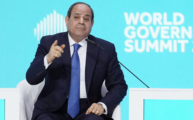 Egyptian President Abdel Fattah el-Sissi talks during the World Government Summit opening day in Dubai, United Arab Emirates, Monday, Feb 13, 2023. (AP Photo/Kamran Jebreili) Egyptian President Abdel Fattah el-Sissi talks during the World Government Summit opening day in Dubai, United Arab Emirates, Monday, Feb 13, 2023. (AP Photo/Kamran Jebreili)