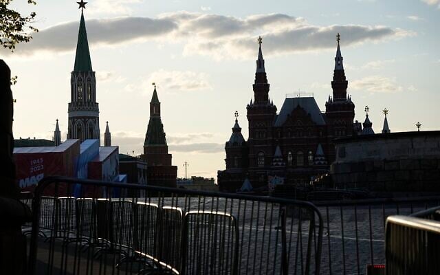A view of empty Red Square closed for Victory Parade preparation with the Historical Museum, right, and the Kremlin Towers in the background in Moscow, Russia, on Saturday, April 29, 2023. (AP Photo/Alexander Zemlianichenko) A view of empty Red Square closed for Victory Parade preparation with the Historical Museum, right, and the Kremlin Towers in the background in Moscow, Russia, on Saturday, April 29, 2023. (AP Photo/Alexander Zemlianichenko)