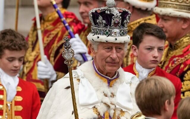 Britain's King Charles III departs Westminster Abbey after his coronation ceremony in London, May 6, 2023. (AP Photo/Alessandra Tarantino) Britain's King Charles III departs Westminster Abbey after his coronation ceremony in London, May 6, 2023. (AP Photo/Alessandra Tarantino)