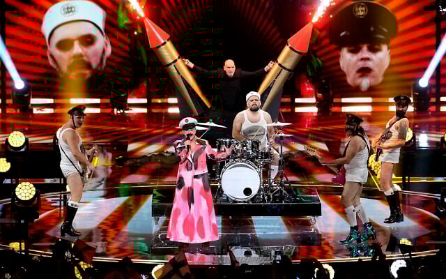 Let 3 of Croatia perform during the first semifinal at the Eurovision Song Contest in Liverpool, England, May 9, 2023. (AP Photo/Martin Meissner)