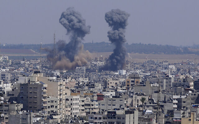 Smoke rises over the skyline following an Israeli airstrike, in Gaza, May 10, 2023. (AP Photo/Adel Hana) Smoke rises over the skyline following an Israeli airstrike, in Gaza, May 10, 2023. (AP Photo/Adel Hana)