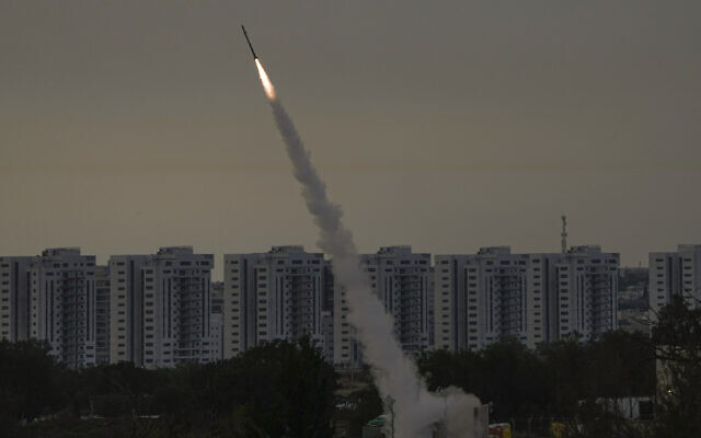 The Iron Dome anti-missile system fires to intercept a rocket launched from the Gaza Strip towards Israel, near Ashkelon, May 11, 2023. (AP Photo/Ariel Schalit) The Iron Dome anti-missile system fires to intercept a rocket launched from the Gaza Strip towards Israel, near Ashkelon, May 11, 2023. (AP Photo/Ariel Schalit)