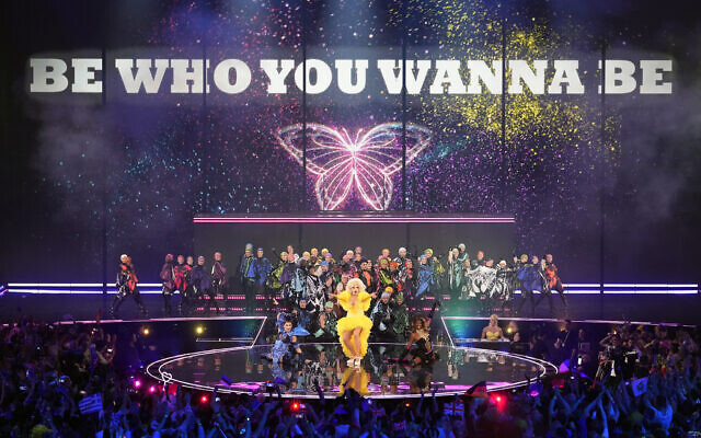 Drag acts perform during the second semi final at the Eurovision Song Contest in Liverpool, England, Thursday, May 11, 2023. (AP/Martin Meissner)