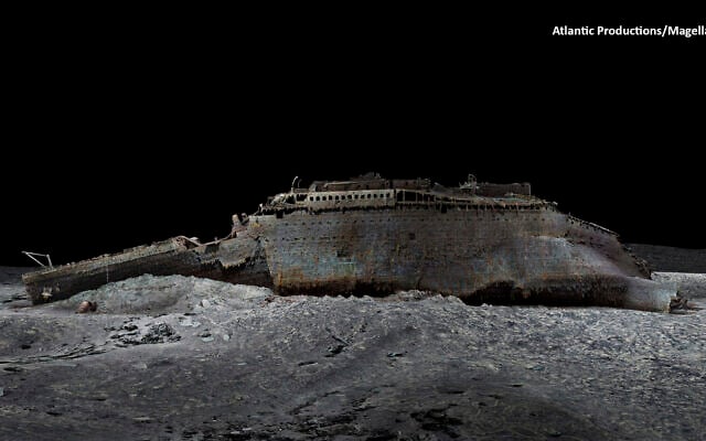 Deep-sea researchers have completed the first full-size digital scan of the Titanic wreck, showing the entire relic in unprecedented detail and clarity, the companies behind a new documentary on the wreck said Thursday, May 18, 2023. Using two remote operated submersibles, a team of researchers spent six weeks last summer in the North Atlantic mapping every millimeter of the shipwreck and the surrounding 3-mile debris field, where personal belongings of the ocean liner's passengers such as shoes and watches were scattered. (Atlantic/Magellan via AP) Deep-sea researchers have completed the first full-size digital scan of the Titanic wreck, showing the entire relic in unprecedented detail and clarity, the companies behind a new documentary on the wreck said Thursday, May 18, 2023. Using two remote operated submersibles, a team of researchers spent six weeks last summer in the North Atlantic mapping every millimeter of the shipwreck and the surrounding 3-mile debris field, where personal belongings of the ocean liner's passengers such as shoes and watches were scattered. (Atlantic/Magellan via AP)