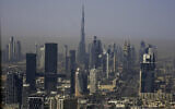 The skyline of Dubai, United Arab Emirates, with the world's tallest building the Burj Khalifa, is seen on May 19, 2023. (AP Photo/Jon Gambrell)