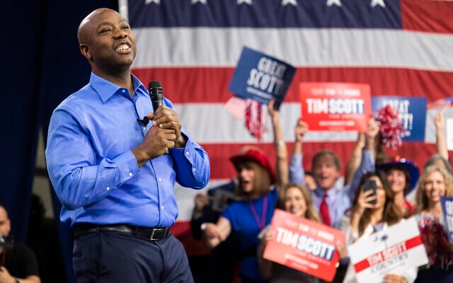 Republican presidential candidate Tim Scott delivers his speech announcing his candidacy for president of the United States on the campus of y in North Charleston, South Carolina, May 22, 2023. (Mic Smith/ AP) Republican presidential candidate Tim Scott delivers his speech announcing his candidacy for president of the United States on the campus of y in North Charleston, South Carolina, May 22, 2023. (Mic Smith/ AP)