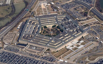 The Pentagon is seen from Air Force One as it flies over Washington, March 2, 2022. (Patrick Semansky/AP)