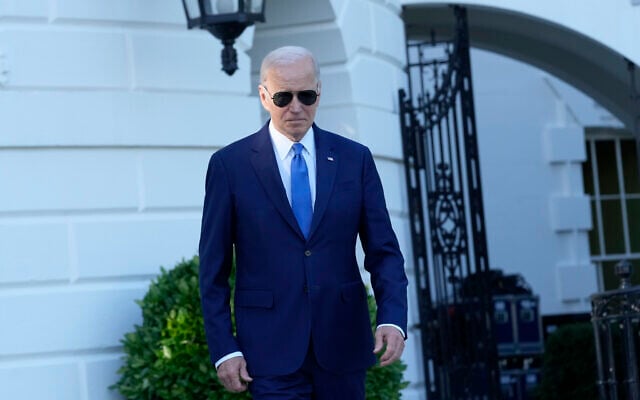 US President Joe Biden walks out to talk with reporters on the South Lawn of the White House in Washington, Friday, May 26, 2023, as he heads to Camp David for the weekend. (AP/Susan Walsh) US President Joe Biden walks out to talk with reporters on the South Lawn of the White House in Washington, Friday, May 26, 2023, as he heads to Camp David for the weekend. (AP/Susan Walsh)