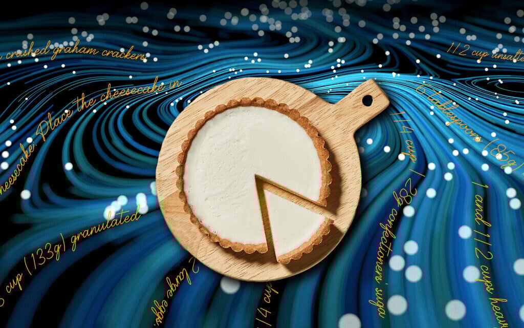 An AI bot to generate cheesecake recipes is meant to prove that artificial intelligence can have a place in Orthodox communities. (Illustration by Mollie Suss/JTA) An AI bot to generate cheesecake recipes is meant to prove that artificial intelligence can have a place in Orthodox communities. (Illustration by Mollie Suss/JTA)
