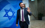 Interior and Health Minister Moshe Arbel arrives at the weekly cabinet meeting at the Prime Minister's Office in Jerusalem on May 7, 2023. (Yonatan Sindel/Flash90)