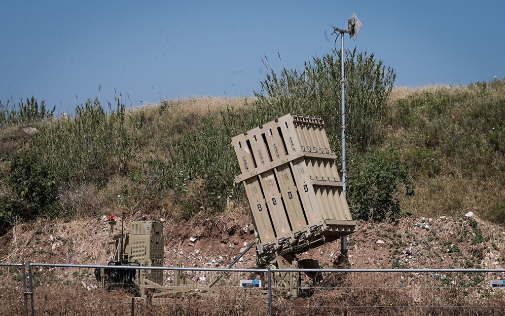An Iron Dome air defense system is seen in central Israel, May 10, 2023. (Avshalom Sassoni/Flash90)
