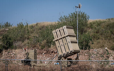 An Iron Dome air defense system is seen in central Israel, May 10, 2023. (Avshalom Sassoni/Flash90)