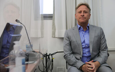 State witness Ari Harow testifies in the trial against Prime Minister Benjamin Netanyahu during a Jerusalem District Court hearing on May 10, 2023. (Noam Revkin Fenton/Flash90)