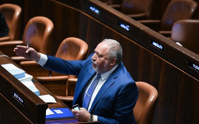 Yisrael Beytenu party chairman MK Avigdor Liberman attends a vote in the Knesset in Jerusalem, on May 15, 2023. Photo by (Arie Leib Abrams/Flash90) Yisrael Beytenu party chairman MK Avigdor Liberman attends a vote in the Knesset in Jerusalem, on May 15, 2023. Photo by (Arie Leib Abrams/Flash90)