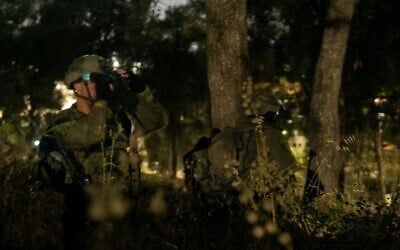 Israeli troops operate in the West Bank, early on May 24, 2023. (Israel Defense Forces) Israeli troops operate in the West Bank, early on May 24, 2023. (Israel Defense Forces)