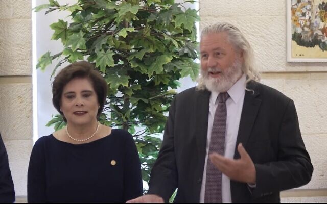 US Embassy Economic Adviser Larry Memmott speaks at the Foreign Ministry in Jerusalem, May 17, 2023 (screenshot)