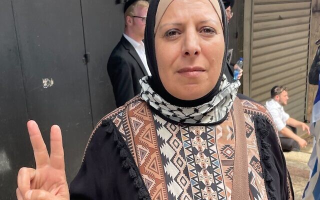 Muna Barbar, a Palestinian woman from the East Jerusalem neighborhood of Silwan, visits the Muslim Quarter of the Old City of Jerusalem on May 18, 2023. (Jeremy Sharon/Times of Israel) Muna Barbar, a Palestinian woman from the East Jerusalem neighborhood of Silwan, visits the Muslim Quarter of the Old City of Jerusalem on May 18, 2023. (Jeremy Sharon/Times of Israel)