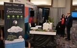 Anat Halgoa Solomon, co-founder and CEO of Saturas showcases the Israeli startup's smart sensor-based precision irrigation system at Microsoft's booth at the World Agri-Tech Innovation Summit in San Francisco in March, 2023. (Courtesy)