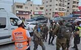 The scene of an alleged car-ramming attack in the West Bank town of Huwara on May 21, 2023. (United Hatzalah)