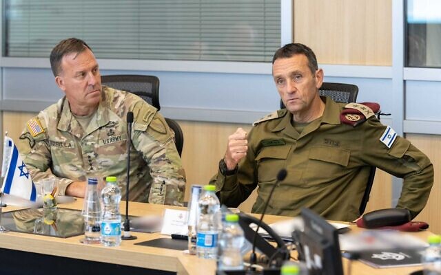 CENTCOM chief Gen. Michael Erik Kurilla (left) and IDF chief Herzi Halevi meet in Tel Aviv on May 30, 2023. (IDF) CENTCOM chief Gen. Michael Erik Kurilla (left) and IDF chief Herzi Halevi meet in Tel Aviv on May 30, 2023. (IDF)