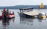 A vessel that sank on Lake Maggiore in Italy with four fatalities, May 28, 2023. (Italian fire and rescue services)