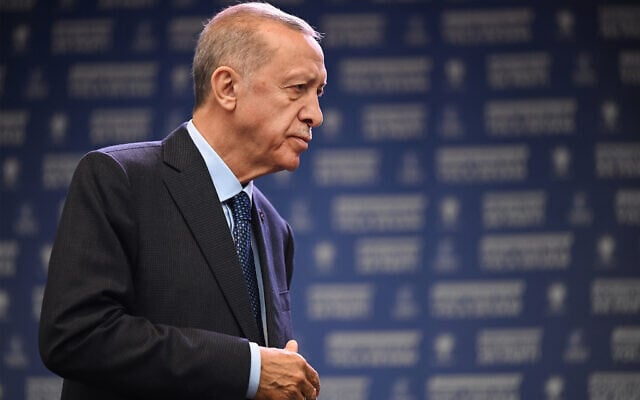 Turkish President Recep Tayyip Erdogan during his campaign rally in the Sultangazi district of Istanbul, on May 12, 2023. (Ozan Kose/AFP) Turkish President Recep Tayyip Erdogan during his campaign rally in the Sultangazi district of Istanbul, on May 12, 2023. (Ozan Kose/AFP)