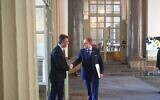 Foreign Minister Eli Cohen, left, meets his Swedish counterpart Tobias Billström  in Stockholm, May 15, 2023. (MAG/ Israel Embassy in Sweden)