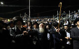 Haredi Jews celebrate Lag B'Omer at Mount Meron on May 8, 2023. (David Cohen/ Flash90)
