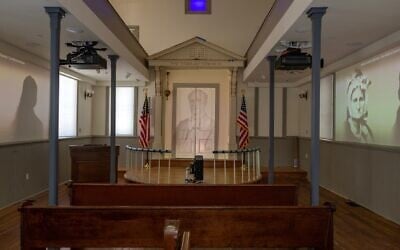 The interior of the 1876 synagogue that is the core of the new Capital Jewish Museum in Washington, DC, June 1, 2023. (Ron Sachs/Consolidated News Photos via JTA) The interior of the 1876 synagogue that is the core of the new Capital Jewish Museum in Washington, DC, June 1, 2023. (Ron Sachs/Consolidated News Photos via JTA)