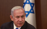 Prime Minister Benjamin Netanyahu chairs the weekly cabinet meeting at his office in Jerusalem on June 11, 2023. (Menahem Kahana/Pool/AFP)