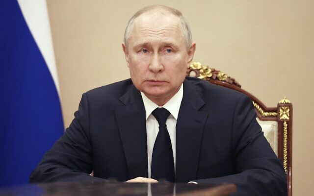 Russian President Vladimir Putin meets with the country's top security officials in Moscow on June 26, 2023. (Valery Sharifulin/Sputnik/AFP) Russian President Vladimir Putin meets with the country's top security officials in Moscow on June 26, 2023. (Valery Sharifulin/Sputnik/AFP)