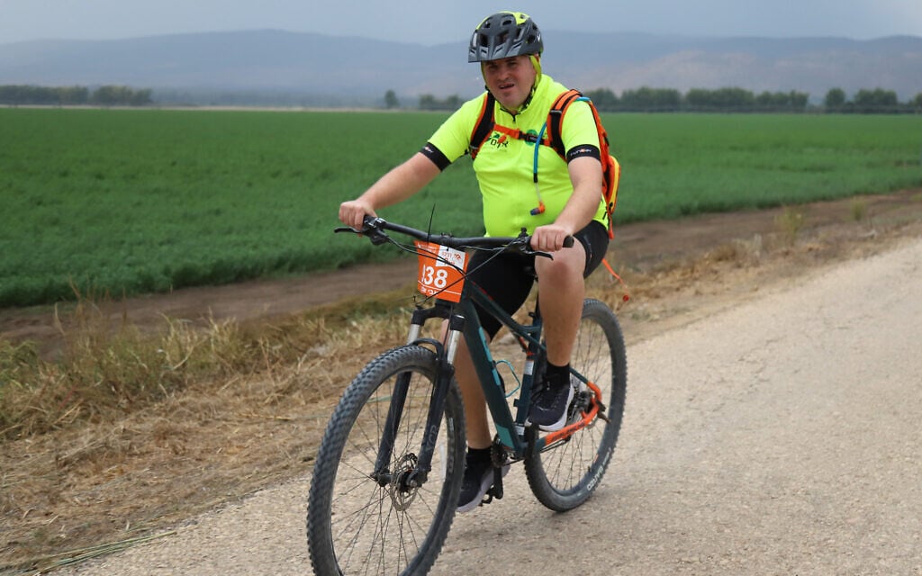 Special Olympics cyclist Avi Elbaz competes at the national games in October 2022. (Courtesy)